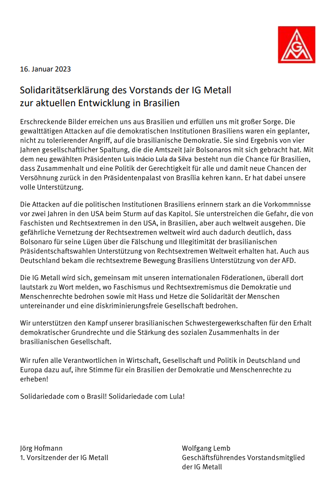 Solidaritätserklärung Deutsch